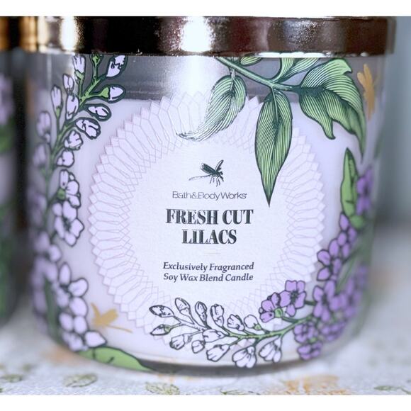 Lot of 2 Bath & Body Works Fresh Cut Lilacs Large 3-Wick Scented Candle 14.5oz - Picture 5 of 7